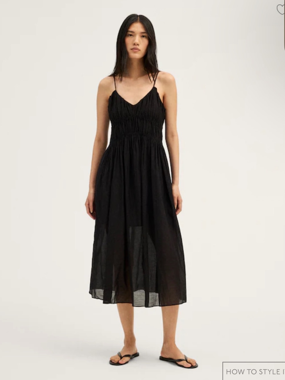 Madewell Black Smocked Midi Dress with Thin Straps